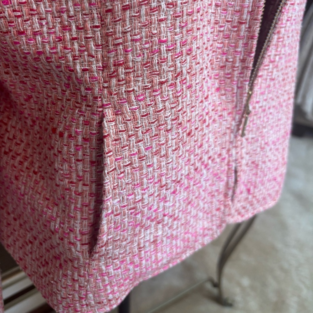 PARISIAN SILK SIGNATURE CLASSIC PINK MULTI TWEED ZIP FRONT BLAZER JACKET SIZE L - Picture 7 of 10